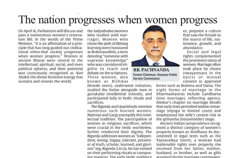 The nation progresses when women progress