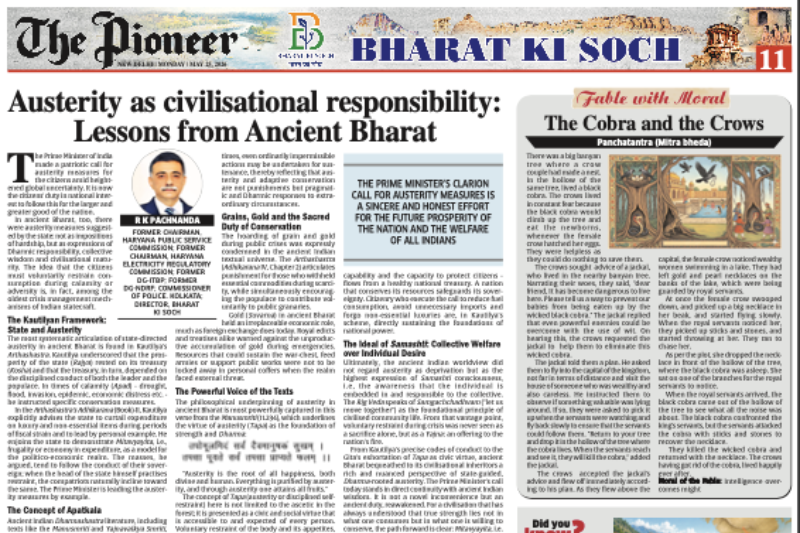 Austerity as civilisational responsibility: Lessons from Ancient Bharat